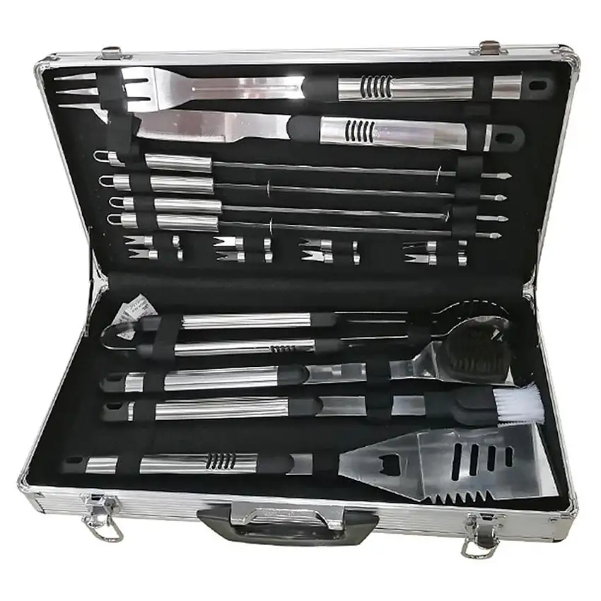 Valigetta per barbecue accessori per BBQ in alluminio acciaio inox grigliata brace griglia