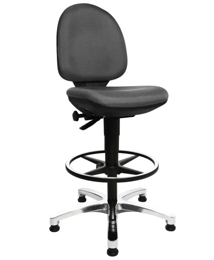 Sedia girevole da lavoro TopStar Tec50 Counter, base a croce in alluminio, sedile in tessuto, grigio