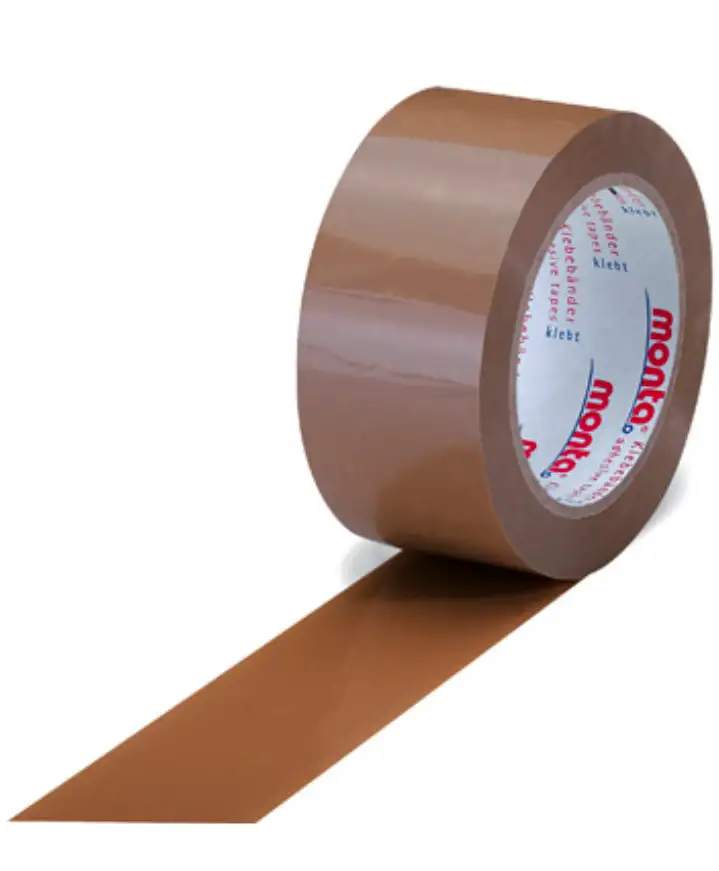Nastro adesivo monta extra-forte in PVC, marrone, larghezza 50 mm, lunghezza 66 m, spessore 65µ