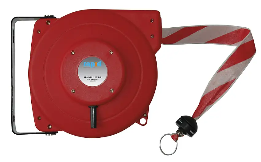 Avvolgitore automatico per nastri di delimitazione, in plastica, con fascetta, 20 m.