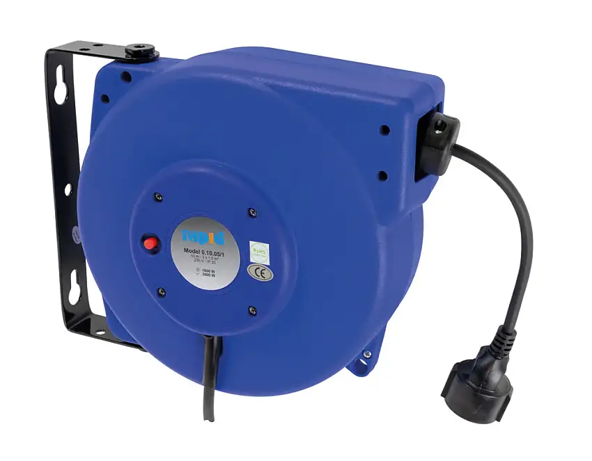 Avvolgicavo automatico, per corrente elettrica 230 V, in plastica, lunghezza del cavo 10 m