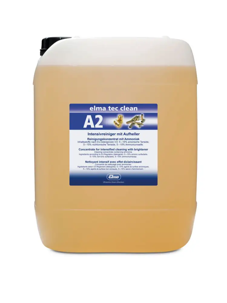 Detergente Elma Tec Clean A2 per apparecchiature a ultrasuoni, ammoniacale, concentrato, 25 litri