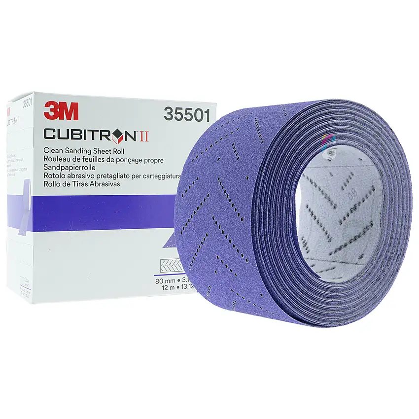 3M 737U Cubitron II Hookit Clean Strisce Abrasive - Rotolo 80mm x 12 Metri