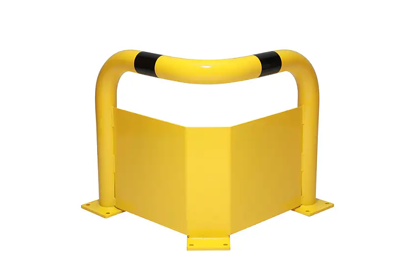 Barr. paracolpi angolare con prot. contro il pass. acc., da fiss. con tass., rivest. giallo, H 600mm