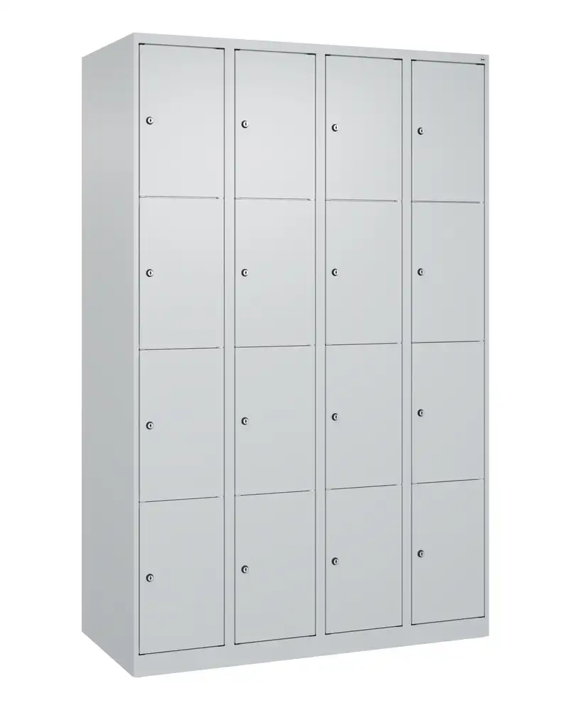 Armadietto spogliatoio Cabo C+P, 4 scomparti sovrapposti, 1200x500x1850 mm, grigio, a pavimento