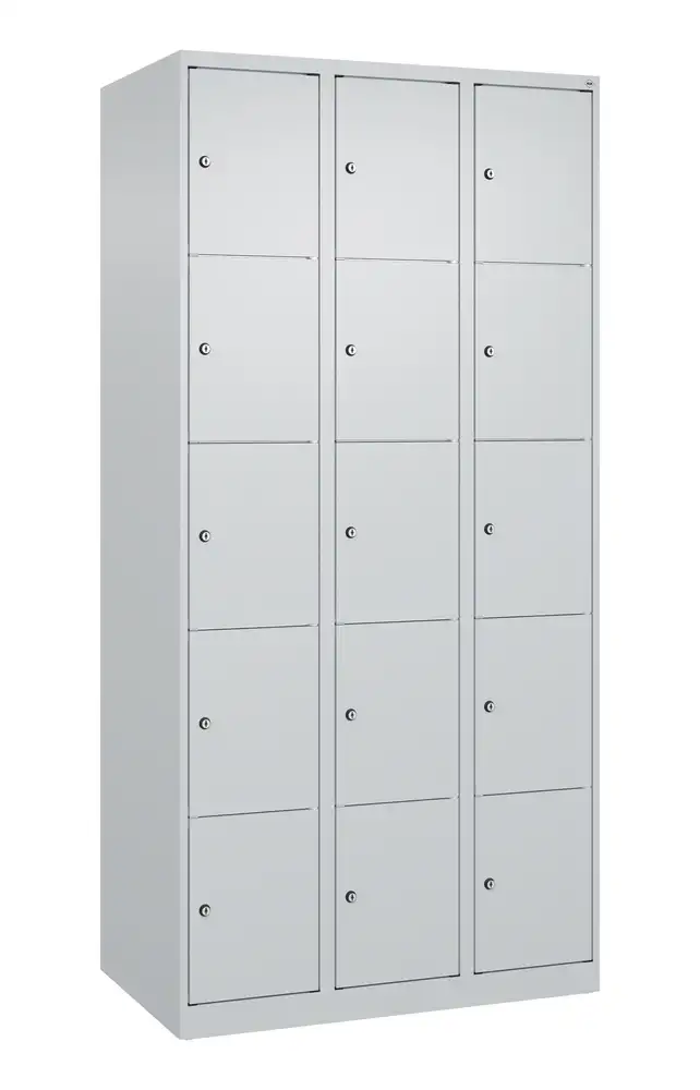 Arm. Cabo C+P con cassetta sic., 5 scomparti sovrapposti, 900x500mm,grigio chiaro/blu, a pavimento