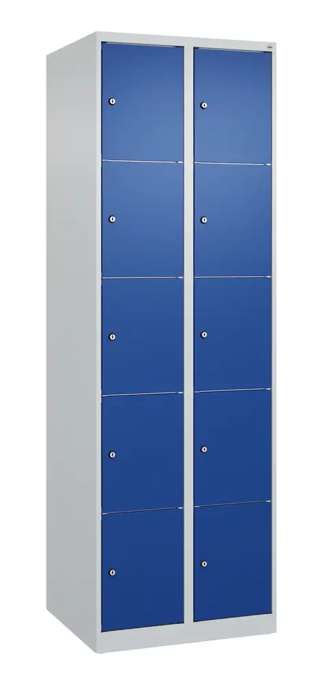 Arm. Cabo C+P con cassetta sic., 5 scomparti sovrapposti, 600x500mm,grigio chiaro/blu, a pavimento