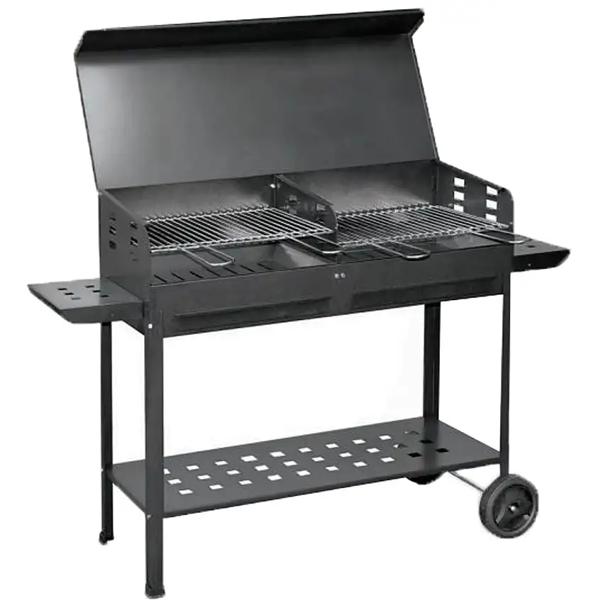 Barbecue bbq fornello brace carbone doppia griglia fonacella fornacetta 40 x 100 cm