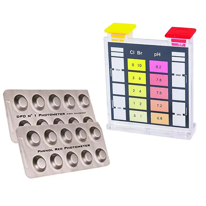 Kit completo per analisi piscina test con reagenti in pillole per ph e cloro