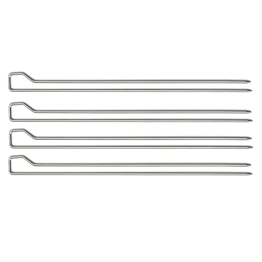 Set di 4 spiedi spiedini spiedo barbecue bbq griglia acciaio inox 29 cm arrosto fornello accessori