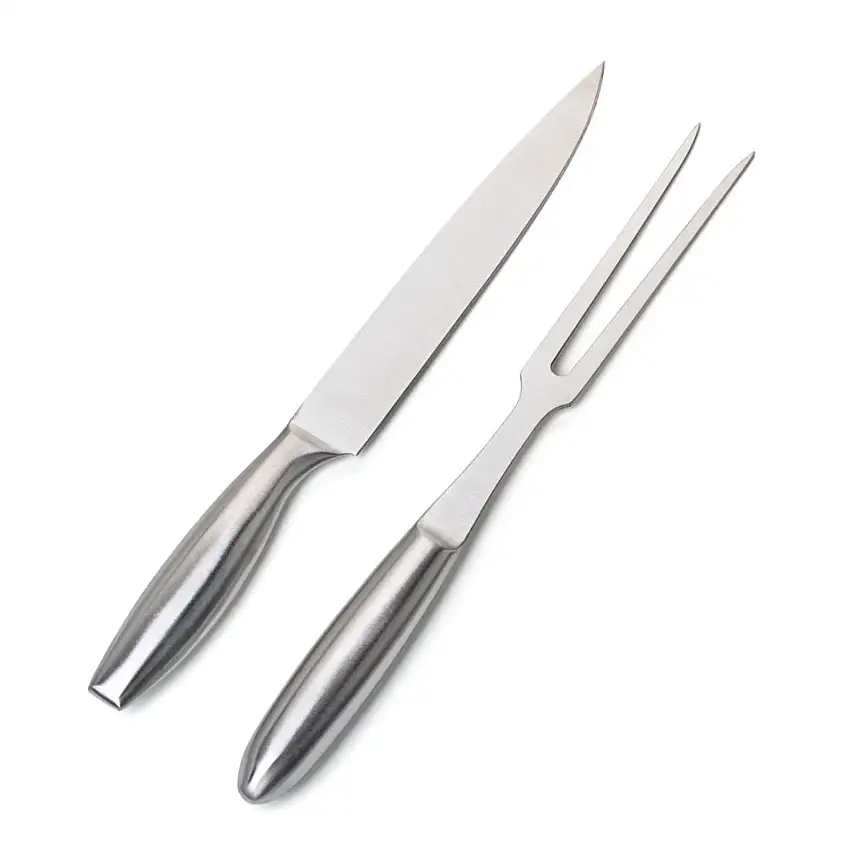 Set professionale da taglio 2 accessori barbecue in acciaio Inox h 33 cm