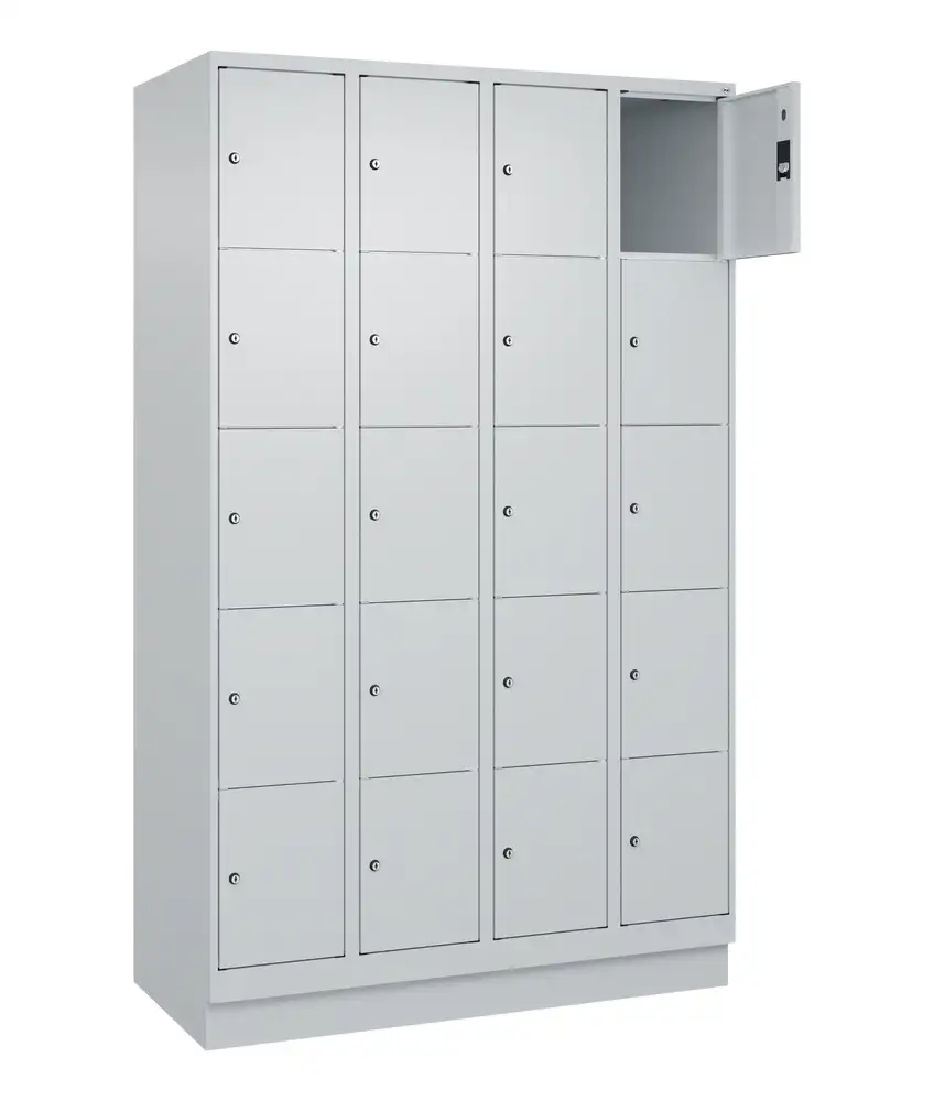 Arm. Cabo C+P con cassetta di sic., 5 scomparti sovrapposti, 1200x500x1950mm, grigio, con zoccolo