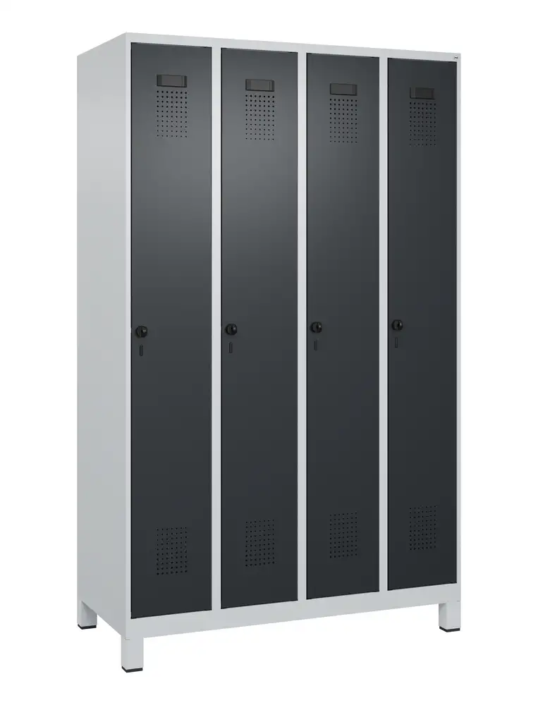 Armadietto spogliatoio Cabo-Plus C+P su piedini, 4 scomp., 1200x500x1950mm, grigio/grigio nerastro