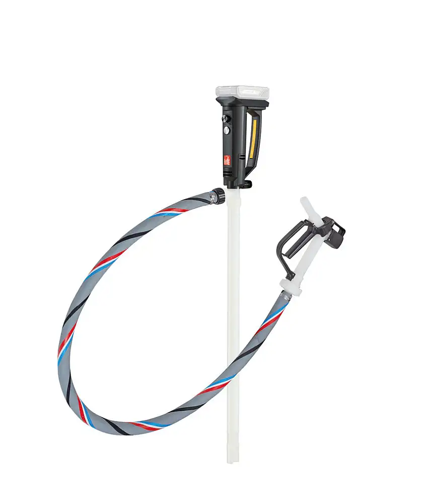 Pompa a batt. B2 in PVDF, per acidi agg.,260 W, prof. d’imm. 700 mm, t. fless. 1,5m, valvola d’erog.