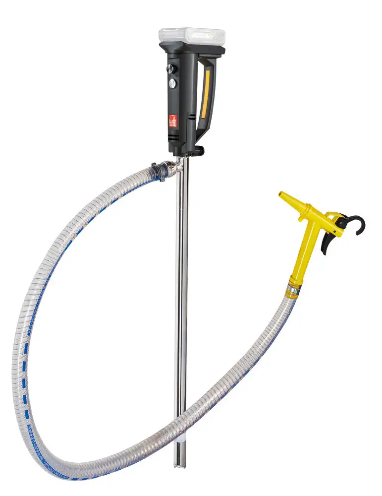 Pompa a batt. B2 inox, p. acidi/sol.alc.,260 W,prof. d’imm. 700 mm, tubo fless.1,5m, valvola d’erog.
