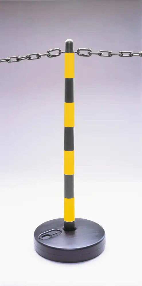 Supporto per catene, leggero, con piede, 4 occhielli, nero/giallo, piede riempibile