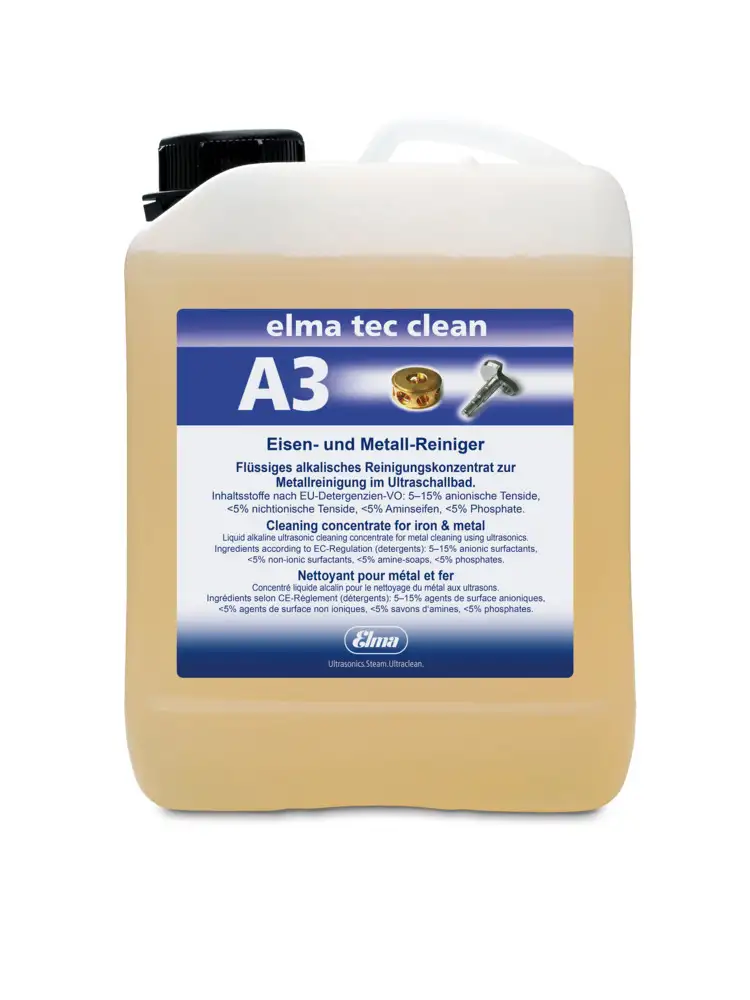 Detergente Elma Tec Clean A3 per apparecch. a ultrasuoni, leggermente alcalino, concentrato, 2,5 l.