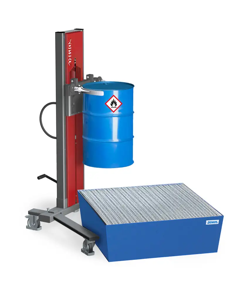 Sollevafusti Secu Ex, ganascia per fusti, fusti da 200 a 220 l.,carr. V, h. soll. 0-1320 mm, ATEX