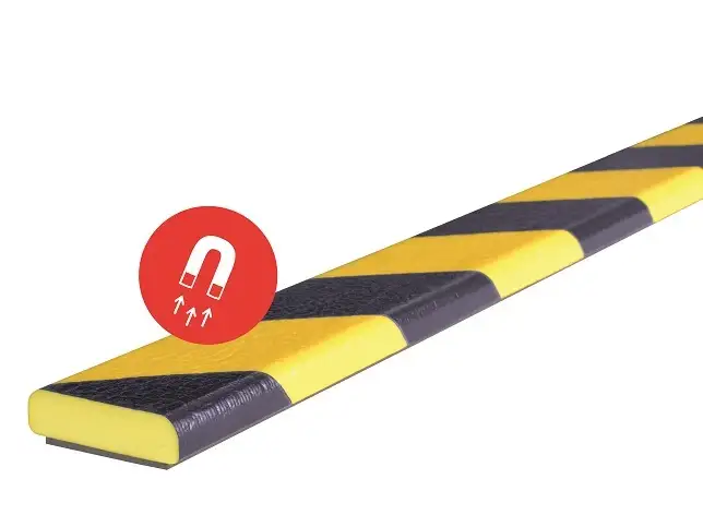 Protezione Knuffi® per superfici, tipo F, magnetica, lunghezza 1m, giallo/nero, 40 x 11 mm