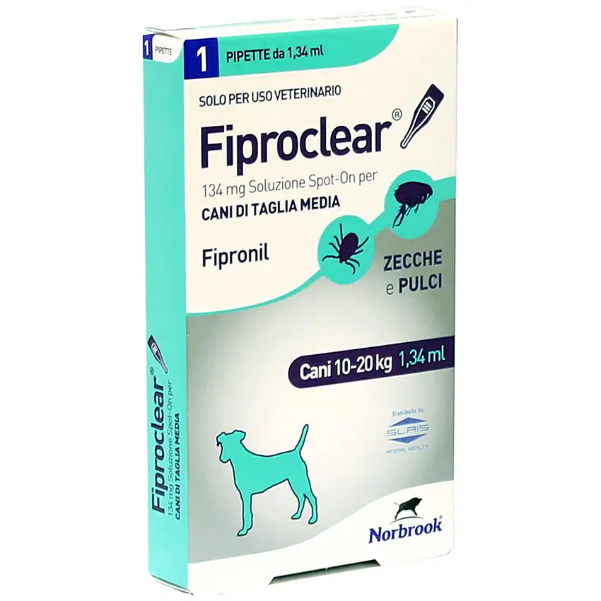 Antiparassitario Cani da 10-20 kg per pulci e zecche "Fiproclear" spot-on 134 mg