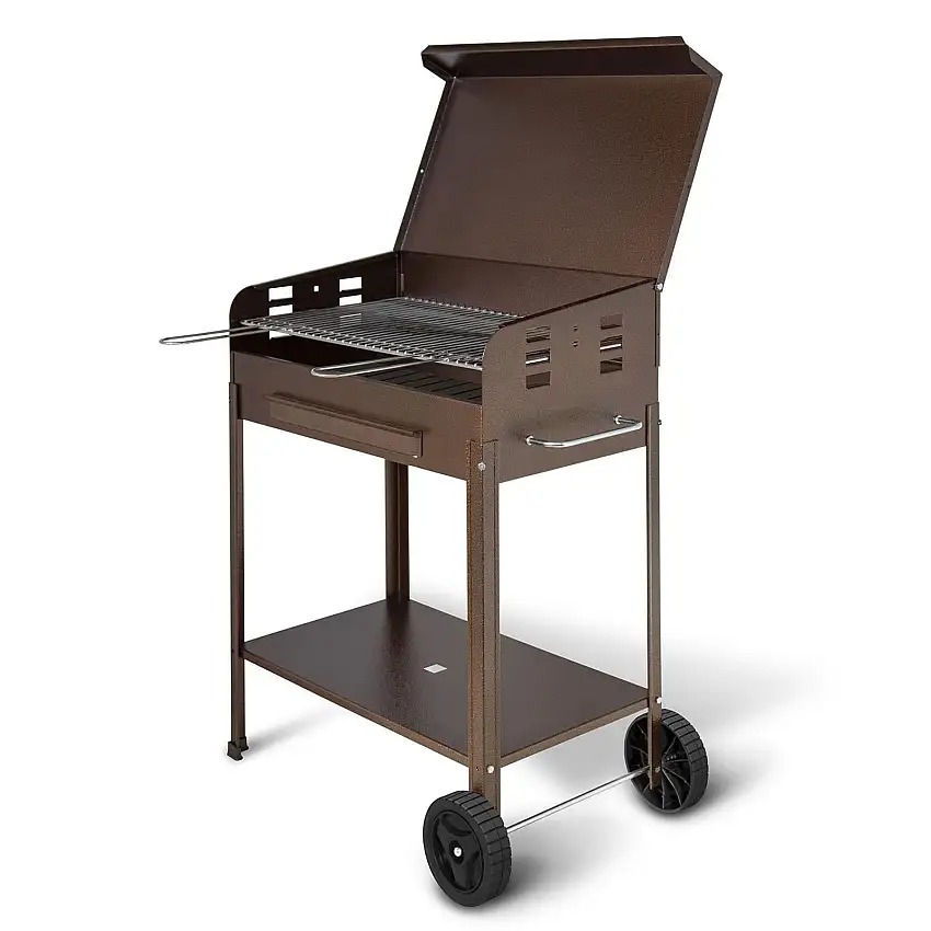 Barbecue a carbonella bbq fornello brace a carbone con griglia e tappo piedini smontabili