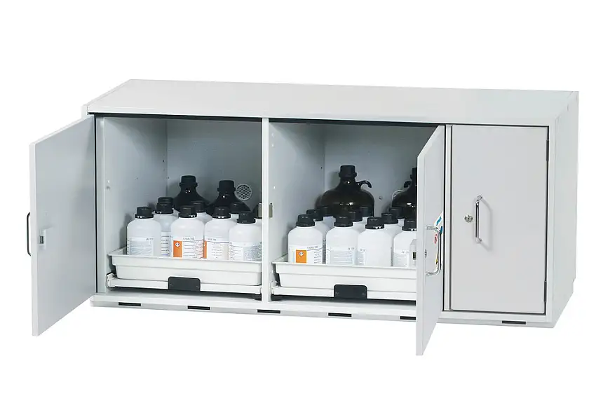 Arm. sottobanco asecos SL 1402 per acidi e sol.alcaline, 2 cassetti a mensola e vano portamateriale