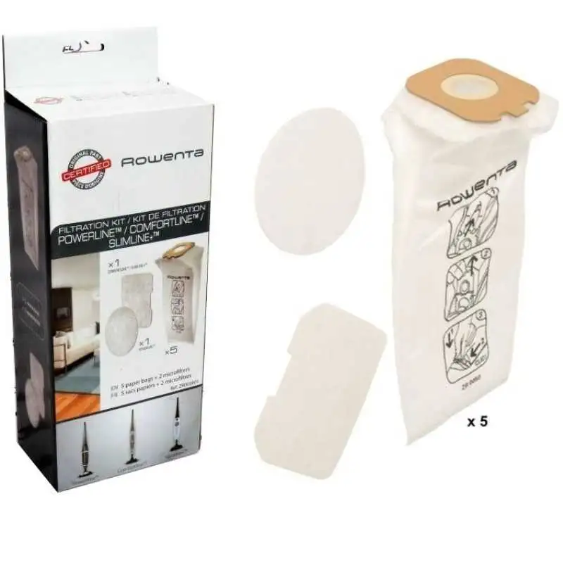 5 SACCHETTI  FILTRI ASPIRAPOLVERE ROWENTA SLIMLINE POWERLINE ORIGINALI