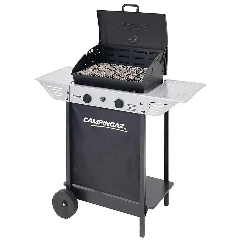 Barbecue "Xpert 100L" BBQ fornello con griglia e ruote a pietra lavica due bruciatori