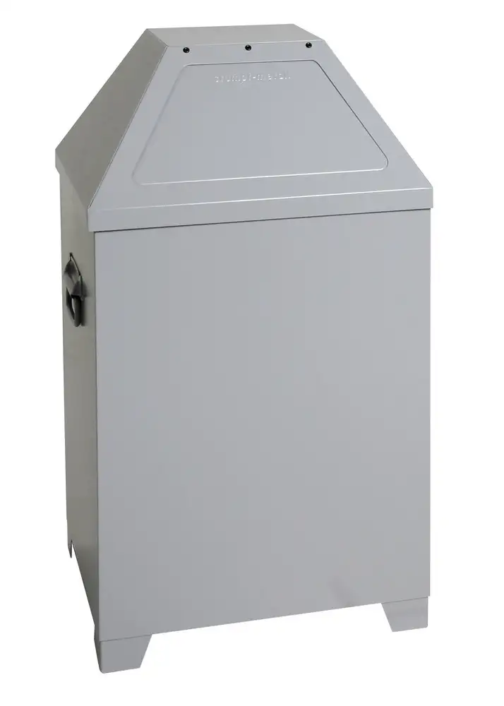 Cont. x rifiuti AB 100 in lamiera d'acciaio, coperchio a chiusura automatica, vol. 95 litri, grigio