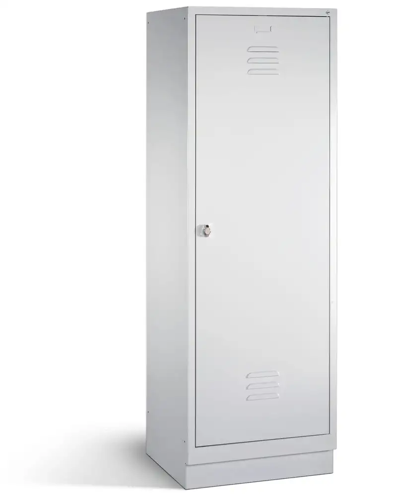 Armadietto spogliatoio Cabo, 2 scomparti armadio, L 610, P 500, H 1800 mm, zoccolo, grigio, 1 porta