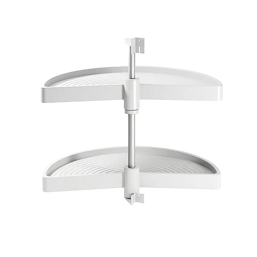Emuca Set di piatti girevoli Shelvo a 1/2 luna, per modulo da 900 mm, Tecnoplastica e Alluminio, Bianca