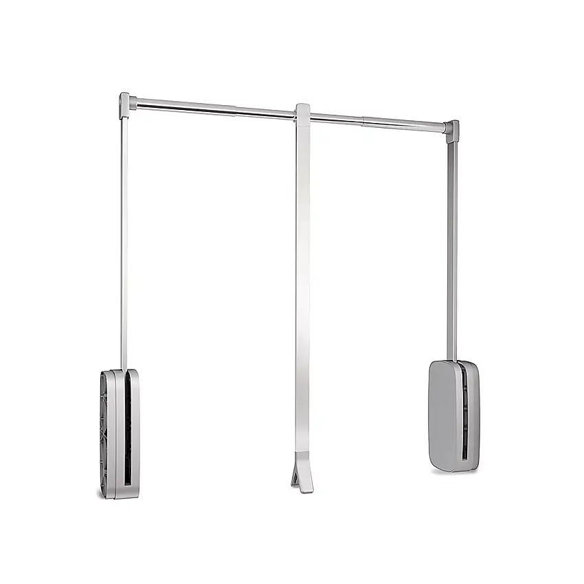 Emuca Appendiabiti saliscendi per armadio Sling, larghezza regolabile 600-830 mm, Acciaio e Tecnoplastica, Cromato lucido
