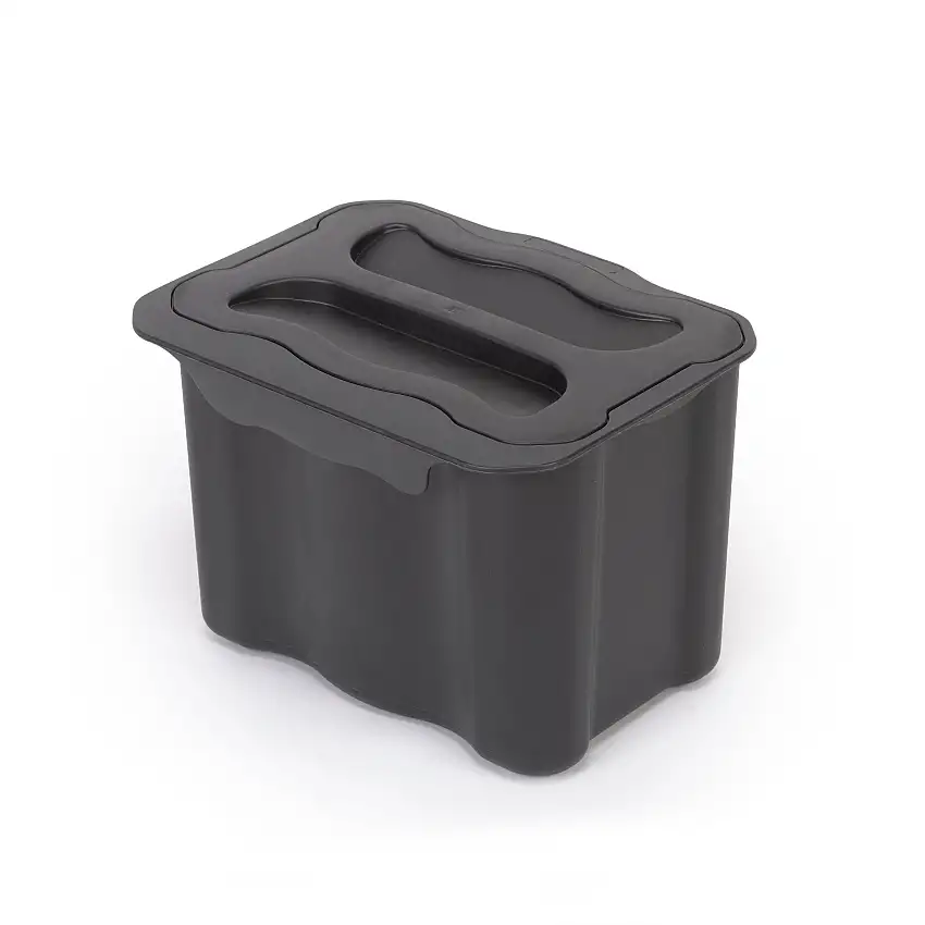 Emuca Recycle contenitore per la raccolta differenziata e per l'appendiabiti Recycle, 1 contenitore da 5 lt, con coperchio, Grigio antracite, Tecnoplastica
