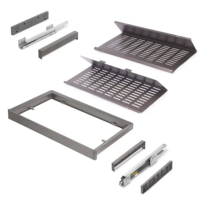 Emuca Kit di cassetto porta-scarpe estraibile per armadi Quartz, regolabile, modulo 700mm, Acciaio, alluminio e plastica, Titanio
