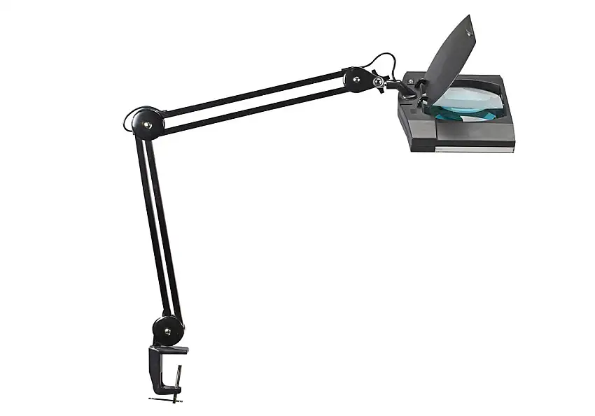 Lampada d’ingrandimento a LED Delmos, con pinza, nera