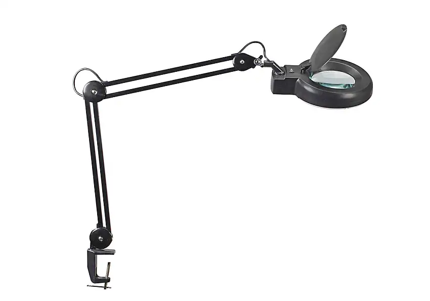 Lampada d’ingrandimento a LED Phobos, con pinza, nera