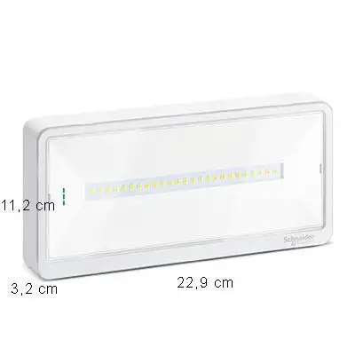 SCHNEIDER OVA44012 - Lampada di emergenza, IP42, SE-SA, 250/200/150/120lm SE, 150lm SA, 1/1,5/2/3h