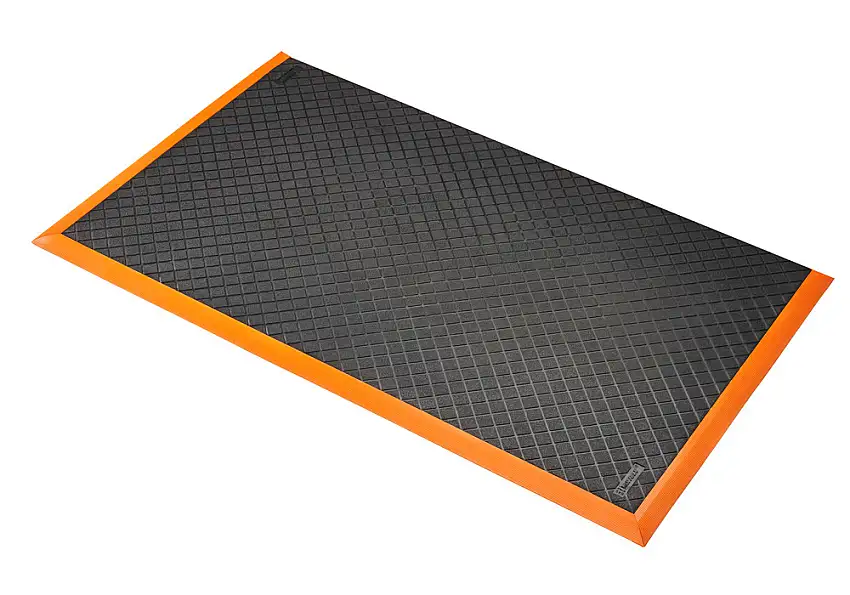 Tappeto anti affatic. SR 9.16, gomma nitrilica, nero/arancione, con smussatura su 3 lati, 97x163 cm