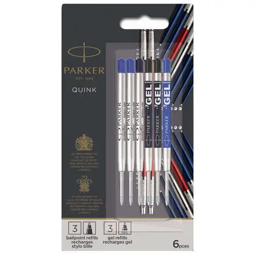 Lotto di ricariche in gel Parker 3 + 3 sfere nere e blu - Parker