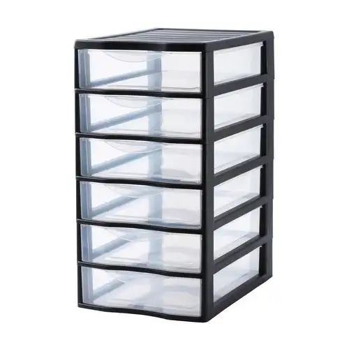 Portaoggetti in plastica A4 Orgamix 6 cassetti - Nero - Sundis