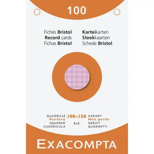 Astuccio da 100 schede a quadretti perforate x 10 assort. - Exacompta