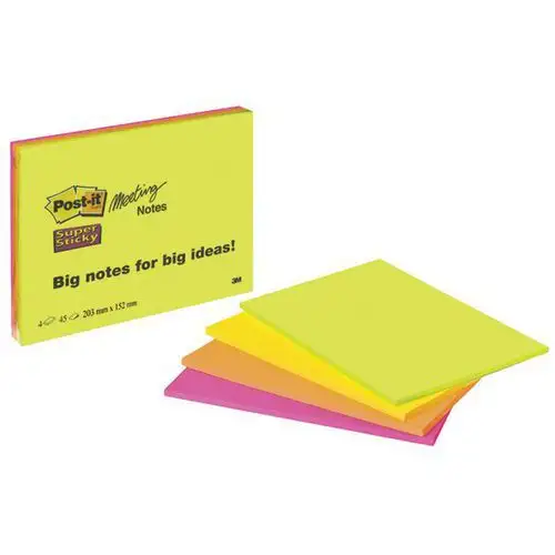 Blocco Meeting Notes formato grande - Colori assortiti - Post-it Super Sticky