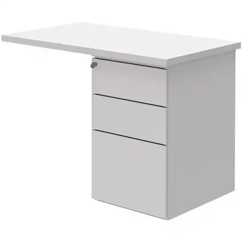Estensione per scrivania Open con cassettiera - Bianco/bianco