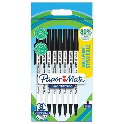 Lotto di 8 penne a sfera Kilometrico con cappuccio - Paper Mate®