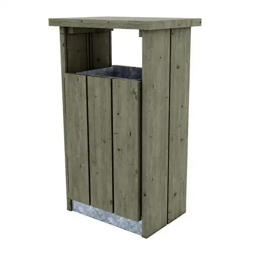 Pattumiera per esterni in legno - 120 L - Con sportello