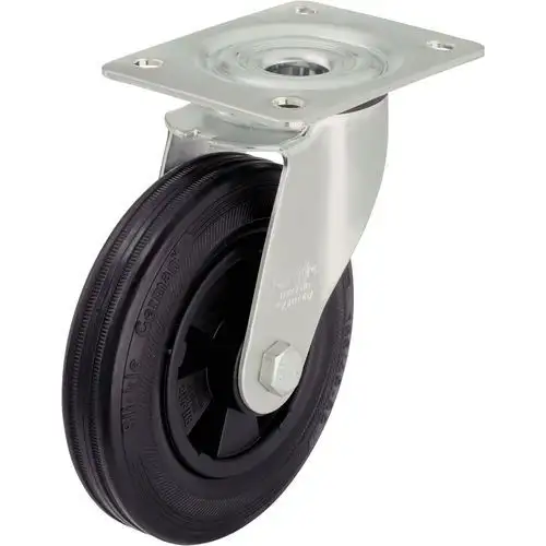 Rotella girevole con piastrina - Portata da 50 a 295 kg - Nera