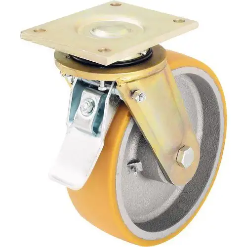 Rotella girevole con freno e piastrina - Portata da 550 a 2.000 kg