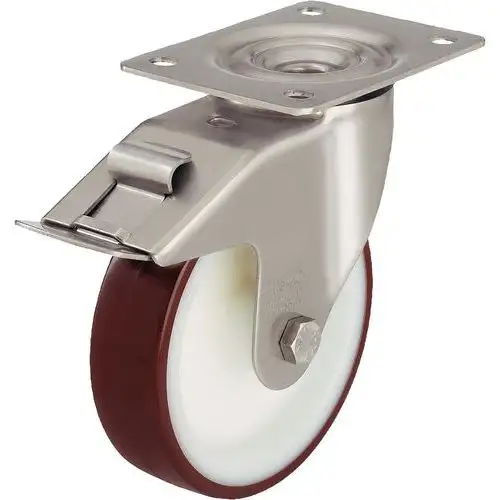 Rotella girevole con piastrina e freno - Portata da 150 a 400 kg