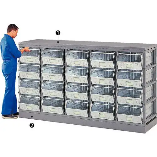 Base e piano di lavoro per rack di sistemazione per contenitori e casse