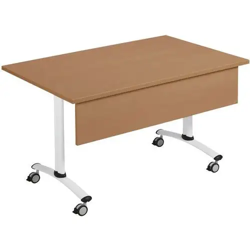 Tavolo con piano laminato rettangolare Axe+pannello di fondo- Manutan Expert